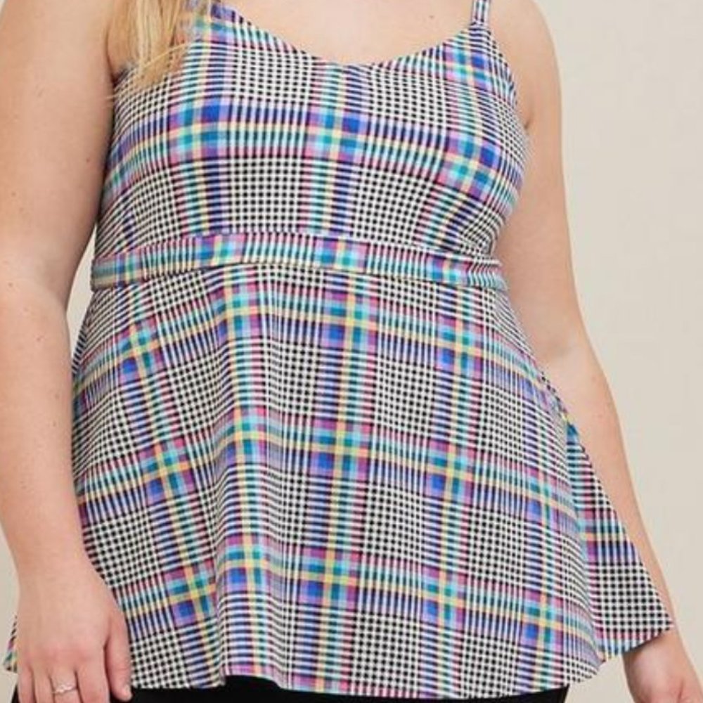 TORRID PASTEL  RAINBOW SPRING BABYDOLL SUPER SOFT POPLIN V-NECK CAMI SZ 2